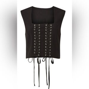 TOME for RTR Black Lace-Up Corset Top, sz 8